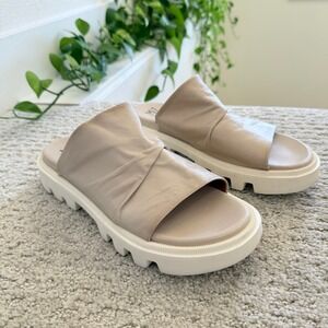 Miz Mooz PLYMOUTH Women 41 Beige‎ Leather Lug Sole Slide Sandals 9.5-10